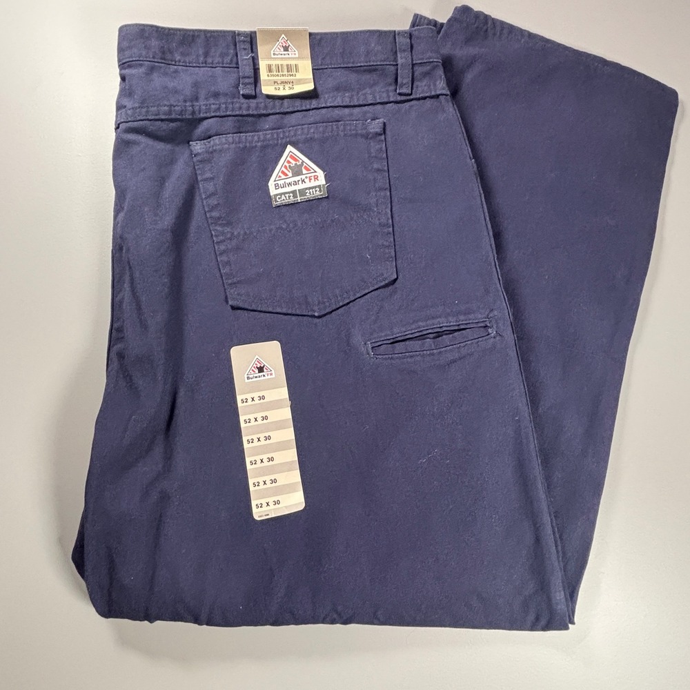 Bulwark FR NWT‎ Mens Size 52x30 Navy Blue Flame Resistant Work Pants CAT2